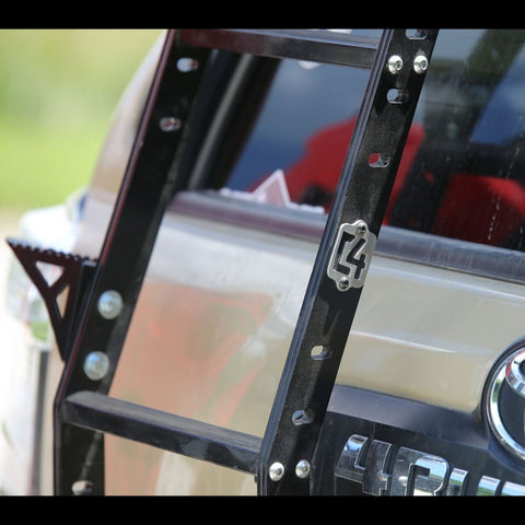 Side view of the Summit hatch ladder from C4 that shows the many possible mounting locations for the accessory side step. 