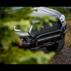 C4 Lo-Pro bumper for the 3rd Gen Tacoma peeking through an evergreen tree in the mountains. 