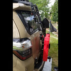Close-up side view of C4 Summit hatch ladder equipped with a full set of accessories. 