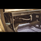 View in the rear structure of the C4 Overland rear bumper showing how the wiring for rear auxiliary lighting can be run as well as the construction of the inner bracing. 