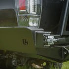 Close-up view of the C4 swing out latch fully closed and locked. 