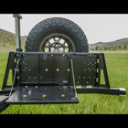 View of the inside of the C4 rear bumper swing out with the integrated table deployed. 