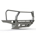 Digital rendering showing the C4 Overland front bumper with full-height bull bar and headlight hoops. 