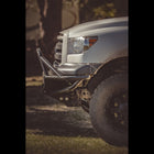 Side view of the C4 Hybrid bumper with high bull bar and tube gussets for the early 2nd Generation Toyota Tundra.