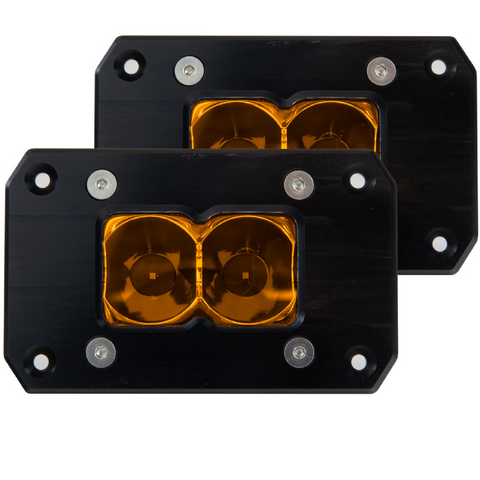 studio shot of heretics pair back of amber flush mount ba-2s