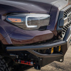 Purple Tacoma with C4 Hybrid front winch bumper.
