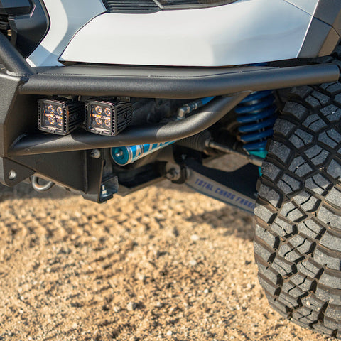 Close up of the tube style wings on the C4 Hybrid winch bumper.