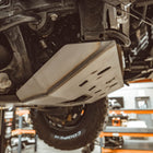 Side view of 5th Gen 4Runner front skid plate, showing the raw steel finish they ship with from C4 Fabrication.